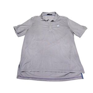 Polo Ralph Lauren RLX Purple White‎ Stripe Polo Shirt Short Sleeve L Golf